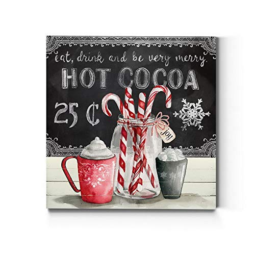 Renditions Gallery Eat,Drink and be very Merry Wall Art, Christmas & Winter Artwork, Hot Cocoa, Red Candy Canes, Premium Gallery Wrapped Canvas Decor, Ready to Hang, 16 in H x 16 in W, Made in America - Image 1