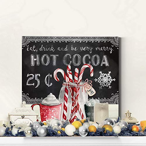 Renditions Gallery Eat,Drink and be very Merry Wall Art, Christmas & Winter Artwork, Hot Cocoa, Red Candy Canes, Premium Gallery Wrapped Canvas Decor, Ready to Hang, 16 in H x 16 in W, Made in America - Image 4