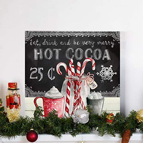 Renditions Gallery Eat,Drink and be very Merry Wall Art, Christmas & Winter Artwork, Hot Cocoa, Red Candy Canes, Premium Gallery Wrapped Canvas Decor, Ready to Hang, 16 in H x 16 in W, Made in America - Image 3