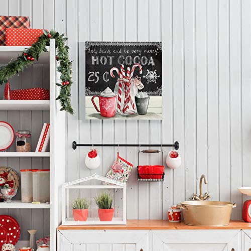 Renditions Gallery Eat,Drink and be very Merry Wall Art, Christmas & Winter Artwork, Hot Cocoa, Red Candy Canes, Premium Gallery Wrapped Canvas Decor, Ready to Hang, 16 in H x 16 in W, Made in America - Image 5