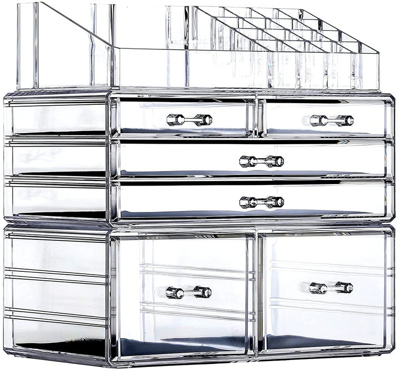 Cq acrylic 3 Pack Clear Makeup Storage Organizer,Stackable 6 Drawers Make Up Organizers,Cute Desk Organizer for Vanity Jewelry,Hair Clip,Beauty,Skincare Product Bathroom Counter Organizers and Storage - Image 3