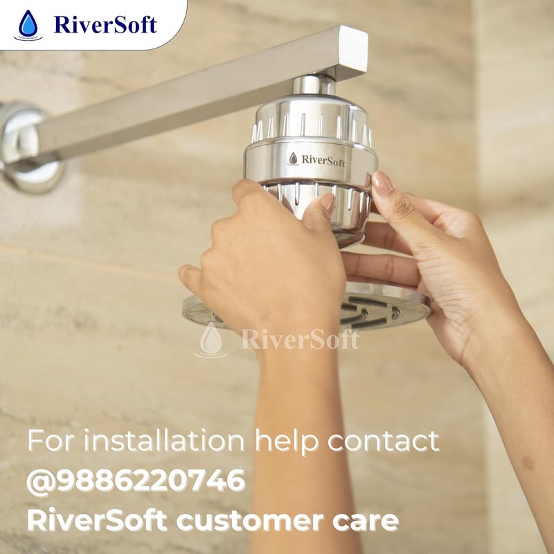 RIVERSOFT Combo Pack SF15 PRO ABS Chrome and SFC15 PP White Shower Filter for Hard Water with 15 Stage with Extra Cartridge Water Softener for Bathroom - Image 3