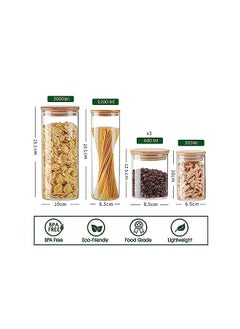 Swift Food Storage Container with Airtight Bamboo Lid Set, Clear Glass Canister Food Jar with Sealing Lid Kitchen Pantry Storage Container for Sugar Flour Cereal Pasta Snack Coffee Beans - (Clear)  - Image 4