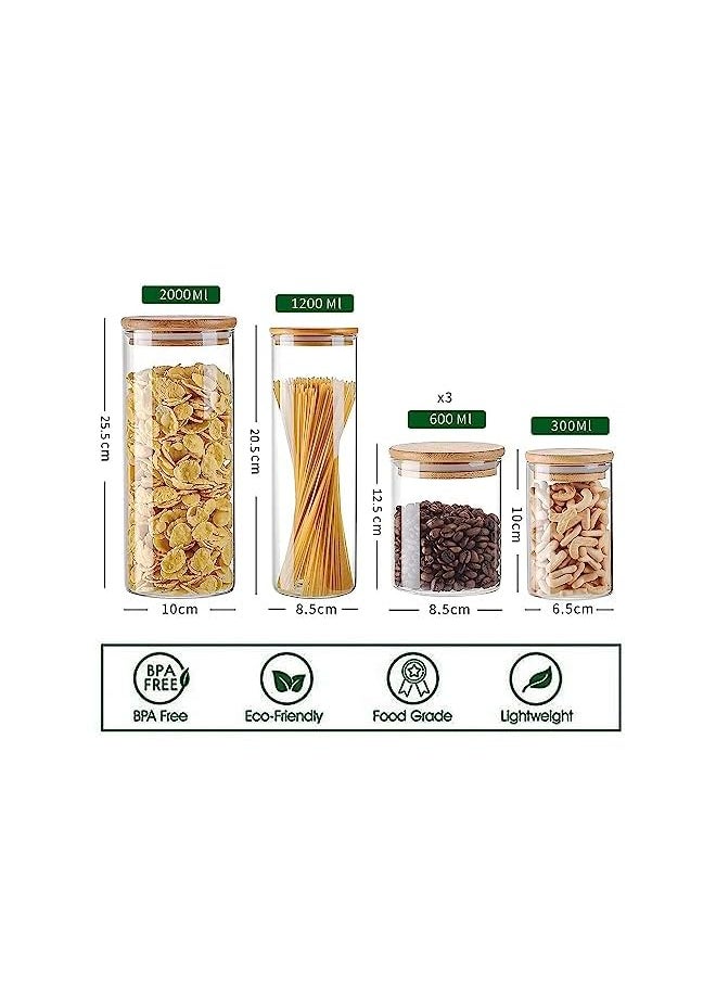 Swift Food Storage Container with Airtight Bamboo Lid Set, Clear Glass Canister Food Jar with Sealing Lid Kitchen Pantry Storage Container for Sugar Flour Cereal Pasta Snack Coffee Beans - (Clear)  - Image 4