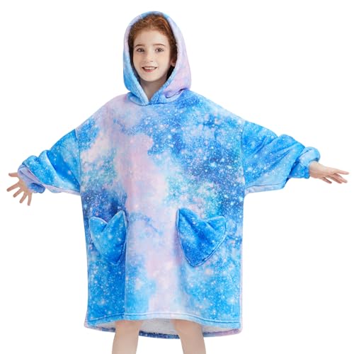 Fiosnow Galaxy Blanket Hoodies for Kids 613YR Oversize Wearable Blanket Hoodies for Boys Girls Teens