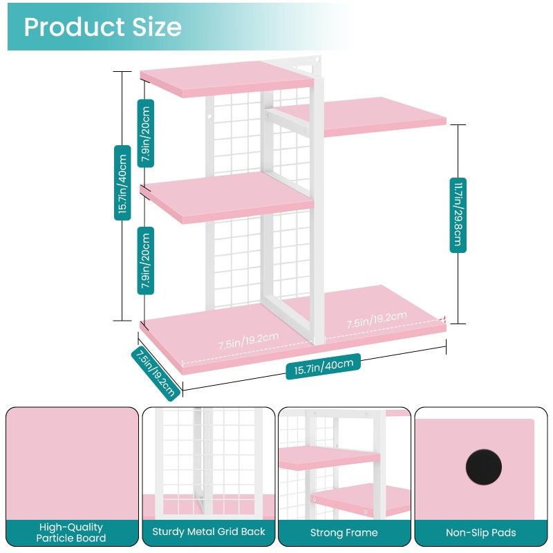 ELITEROO Desktop Bookshelf, Tiered Desk Organizer Shelf, Wooden Tabletop Bookshelf Small Desk Book Shelf, Dresser Top Organization Storage Rack and Desk Decorations for Women Office, Pink - Image 3