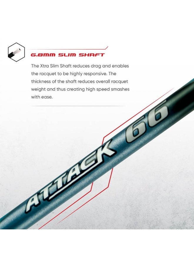 Apacs apacs ATTACK 66 (35LBS, 100% UHM GRAPHITE) Blue Unstrung Badminton Racquet  (Pack of: 1, 82 g)  - Image 5