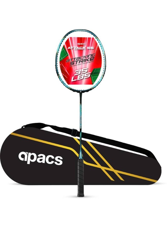 Apacs apacs ATTACK 66 (35LBS, 100% UHM GRAPHITE) Blue Unstrung Badminton Racquet  (Pack of: 1, 82 g)  - Image 1