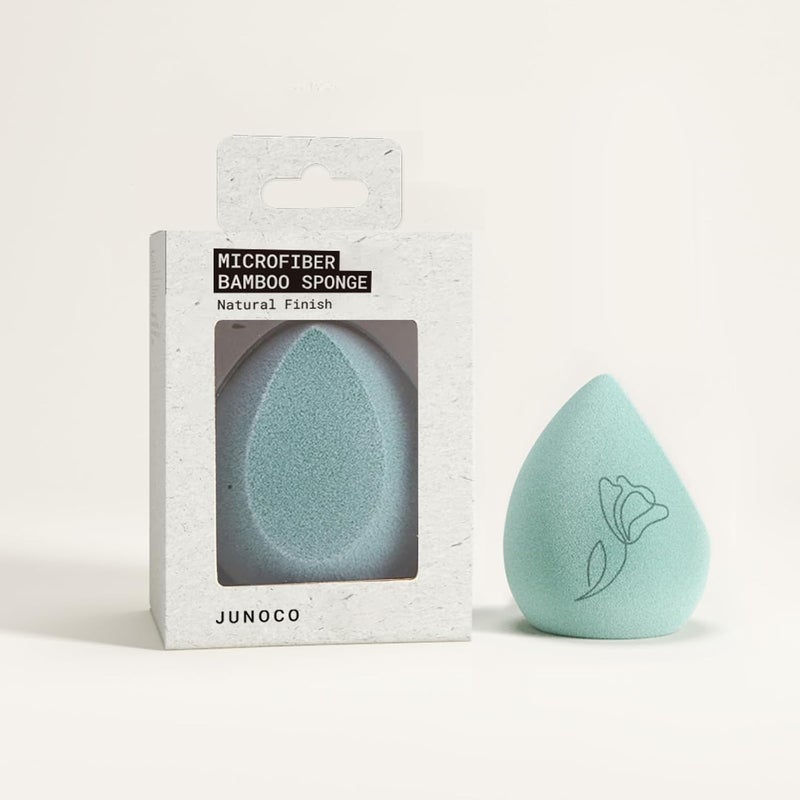 JUNO & Co. Microfiber Makeup Sponge, Dual Layer Technology for Full Coverage Flawless Makeup Blender for Foundation, Powder and Cream (Bamboo Style and Green Color) - Image 2