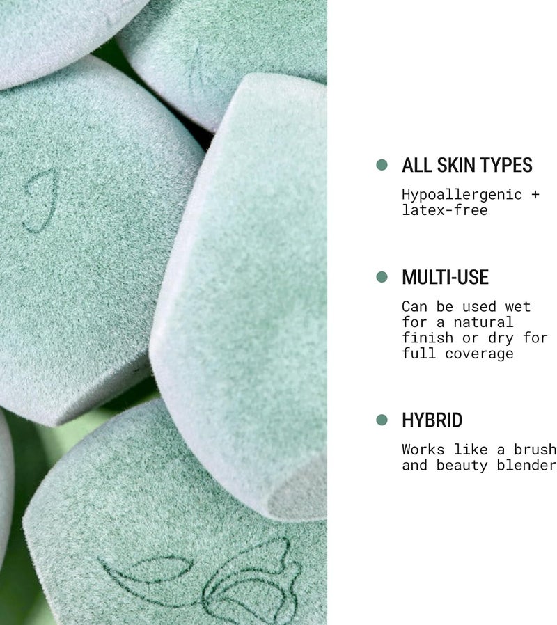 JUNO & Co. Microfiber Makeup Sponge, Dual Layer Technology for Full Coverage Flawless Makeup Blender for Foundation, Powder and Cream (Bamboo Style and Green Color) - Image 5