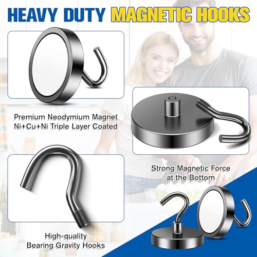 Grtard 130LBS Magnetic Hooks 8 Pack Strong Magnetic Hooks for Cruise Cabins Magnet Hooks Heavy Duty for Fridge Magnets with Hook for Hanging Grill Garage Cruise Ship Essentials Black - Image 3