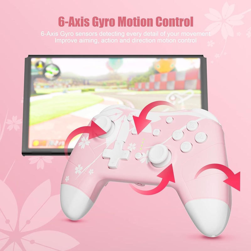 Mytrix Wireless Controller for Windows PC iOS Android Steam Deck, Bluetooth Controller with Programmable Buttons, Turbo & Vibration - Pink - Image 3