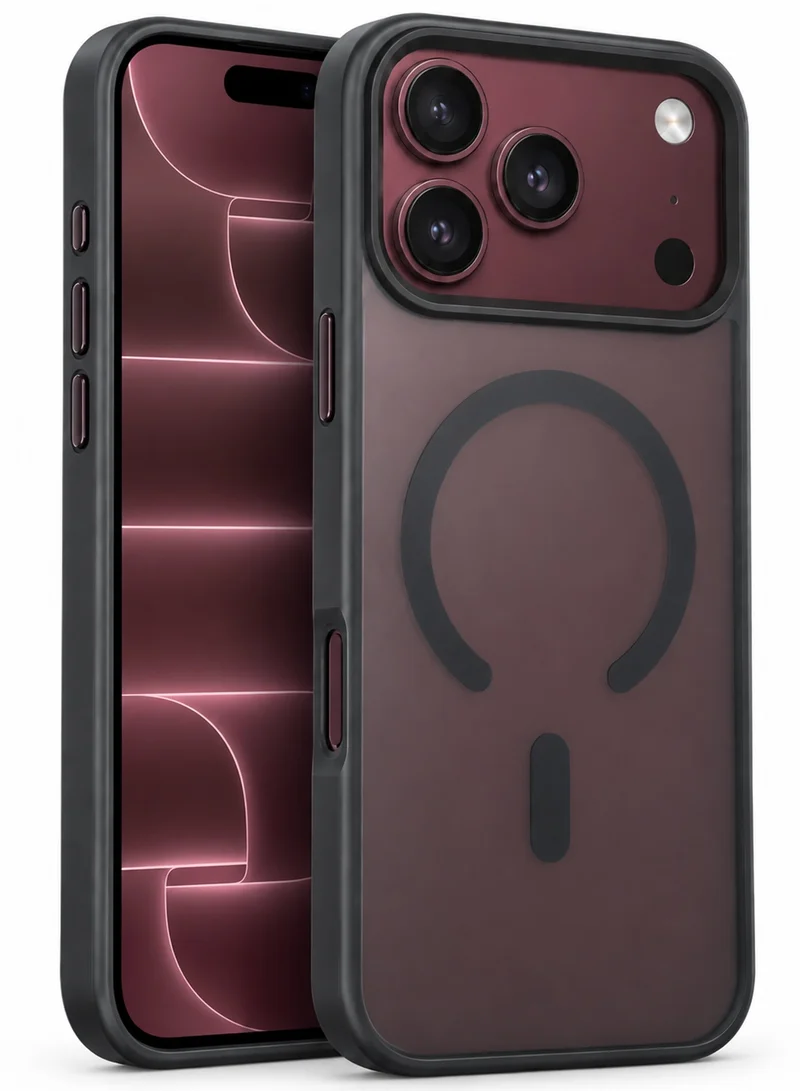 واي جراب WYE لهاتف iPhone 18 & 17 Pro Max، غطاء خلفي شفاف مطفي فاخر متوافق مع MagSafe، حماية ضد الصدمات، حماية مرتفعة للكاميرا، تصميم نحيف وخفيف باللون الأسود