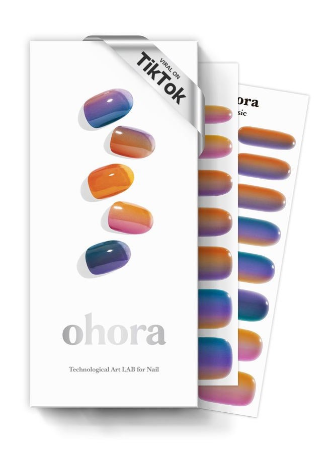 ohora Semi Cured Gel Nail Strips (N Gradient) - Blue, Ombre, Works with Any UV/LED Nail Lamps, Salon-Quality, Easy to Apply & Remove - Christmas Gel Nail Wraps, stickers, Christmas stockings - Image 1