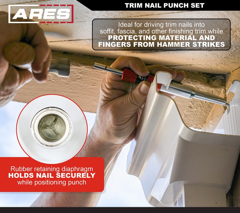 ARES 10117 2-Piece Trim Nail Punch Set 6-Inch and 7.5-Inch Punches Drive Nails Up to 1-1/4-Inch (31.2mm) - Image 3