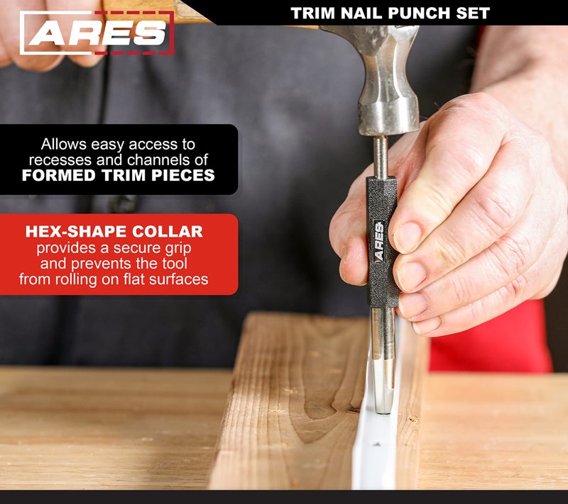 ARES 10117 2-Piece Trim Nail Punch Set 6-Inch and 7.5-Inch Punches Drive Nails Up to 1-1/4-Inch (31.2mm) - Image 4