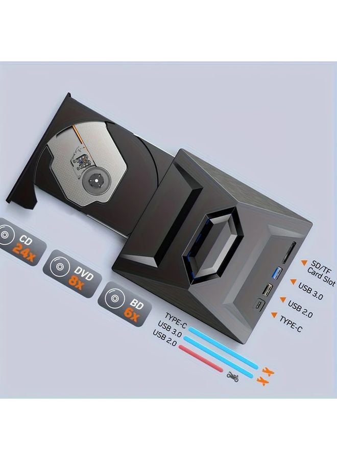 NEW 7 IN 2 External CD DVD Drive USB 3 0 Type C SD Card Burner Reader Writer for PC Laptop Desktop - Image 1