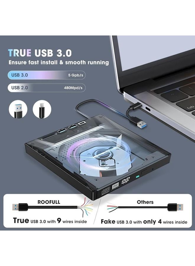 NEW 7 IN 2 External CD DVD Drive USB 3 0 Type C SD Card Burner Reader Writer for PC Laptop Desktop - Image 4