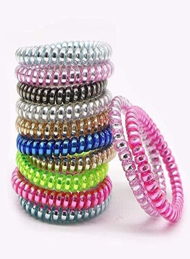 Minta Telephone Wire Spiral Stretch Hair Bands Rubber Band For Girls Women (Multicolor) (Pack of 15) - Image 1