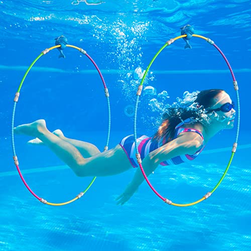 Keeparlus Fun Swimming Pool Toys for Kids Diving Practice Swim Thru Rings for BoysGirls Ages 412 - Image 1