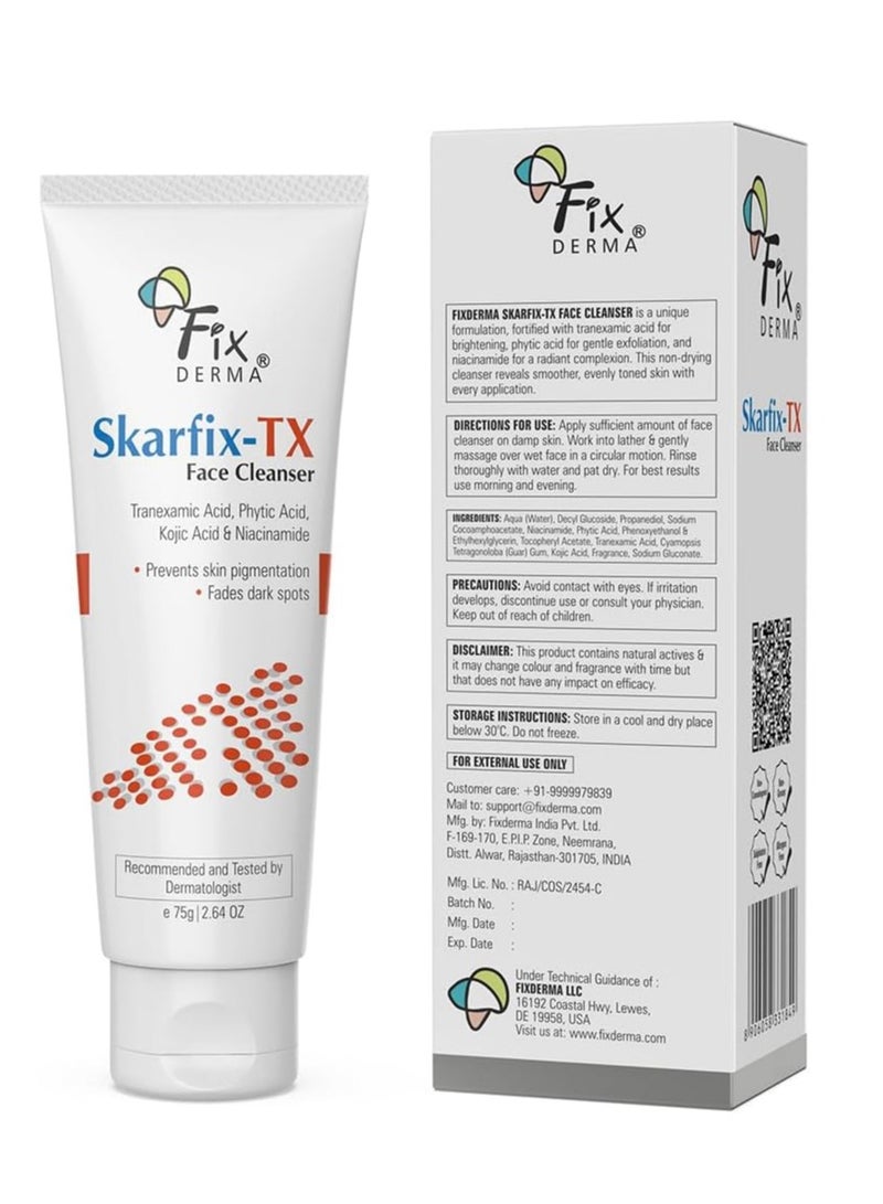 FIXDERMA Skarfix -TX Face Cleanser with Tranexamic Acid, Kojic Acid & Niacinamide | Kojic Acid Face Wash | Pigmentation Face Wash for All Skin Types | Face Wash for Women | Face Wash Men - 75gm - Image 4