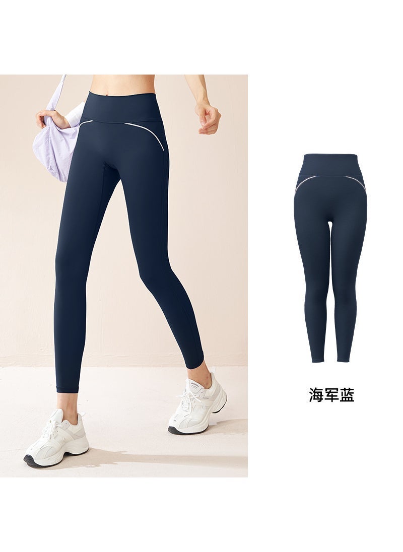 Juyitang Lycra non-embarrassing line yoga pants high elastic nude feeling slim high waist quick-drying breathable sports fitness pants Lilac Purple