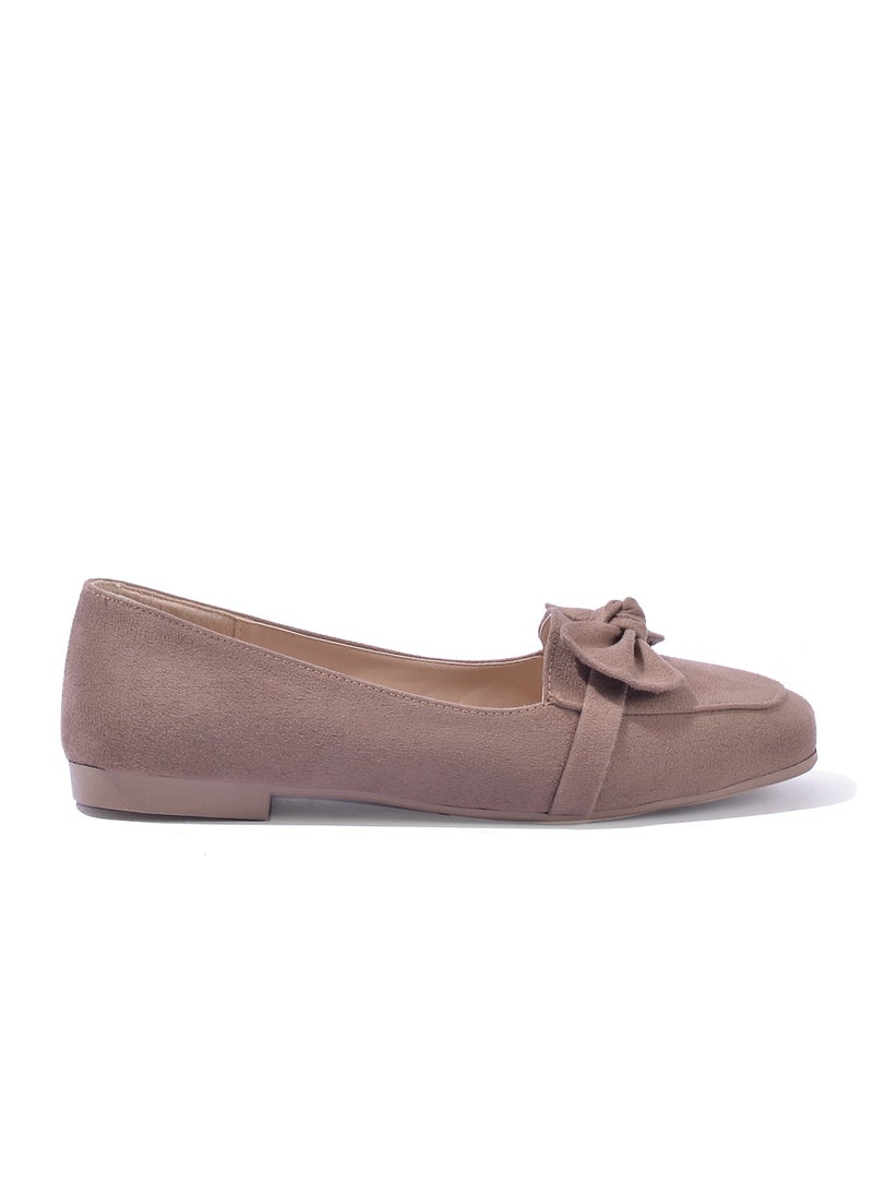 LIFESTYLISH - Ballerina Flat Suede With Bow BN-504 - Coffee - Image 1