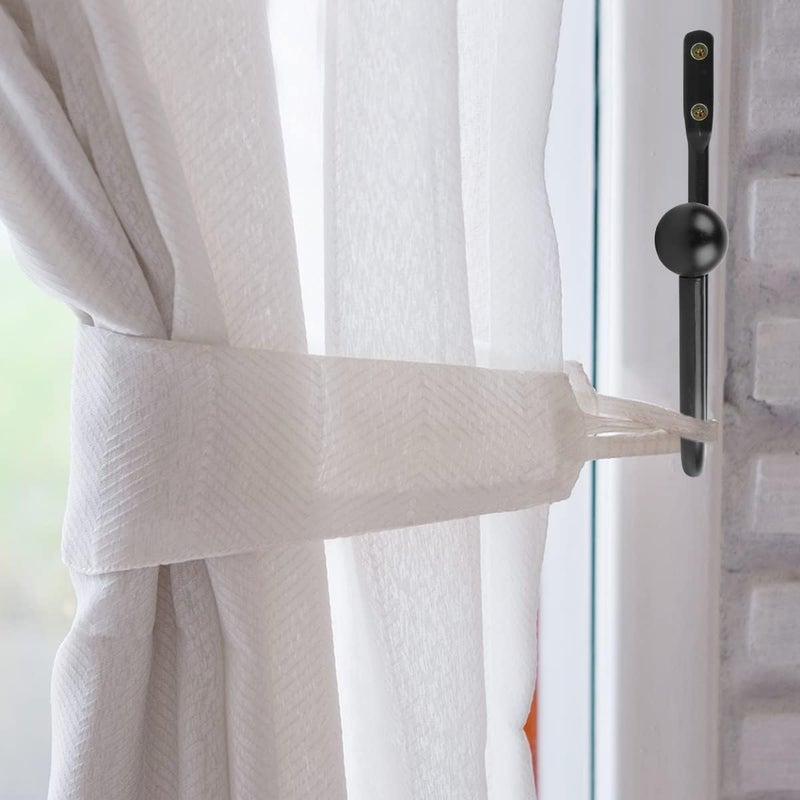 MplehDa Wall Curtain Holder, 2 Pieces Tiebacks, Metal Black Curtain Holders, Tiebacks, Wall Mounting, U-Shaped Tiebacks, Curtains, Holdbacks for Curtain Tassel, Curtain - Image 5