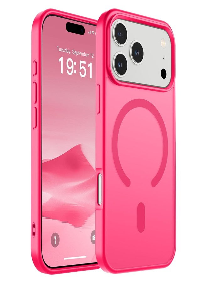 SUPFINE Magnetic for iPhone 17 Pro Case (Compatible with MagSafe)(Military Grade Drop Protection) Translucent Matte Shockproof with Anti-Fingerprint Phone Cover 2025,Hot Pink - Image 1