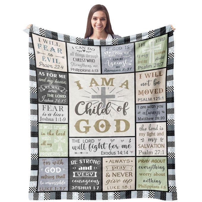 CHRISTIAN GIFTS FOR MEN WOMEN BLANKET 60X50 INSPIRATIONAL RELIGIOUS BIRTHDAY GIFTS BAPTISM CONFIRMATION GIFT FOR BOYS GIRLS CATHOLIC SPIRITUAL GIFT FOR MEN WOMEN