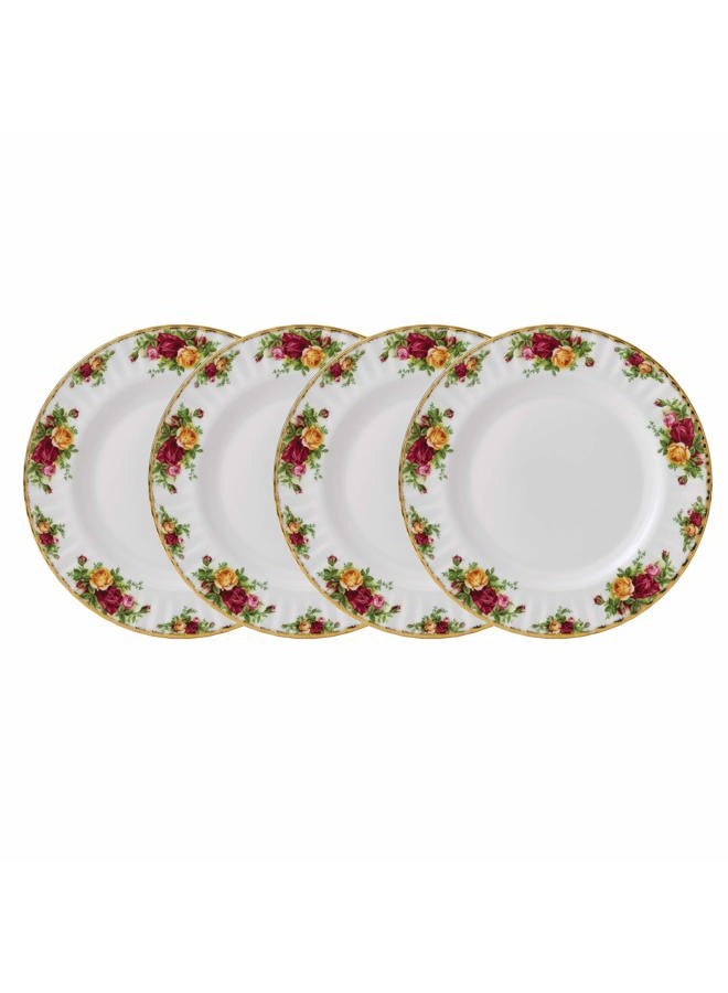 ROYAL ALBERT Old Country Roses 40034981 27cm Dinner Plates, Set of 4 White, Bone China, Multi - Image 1