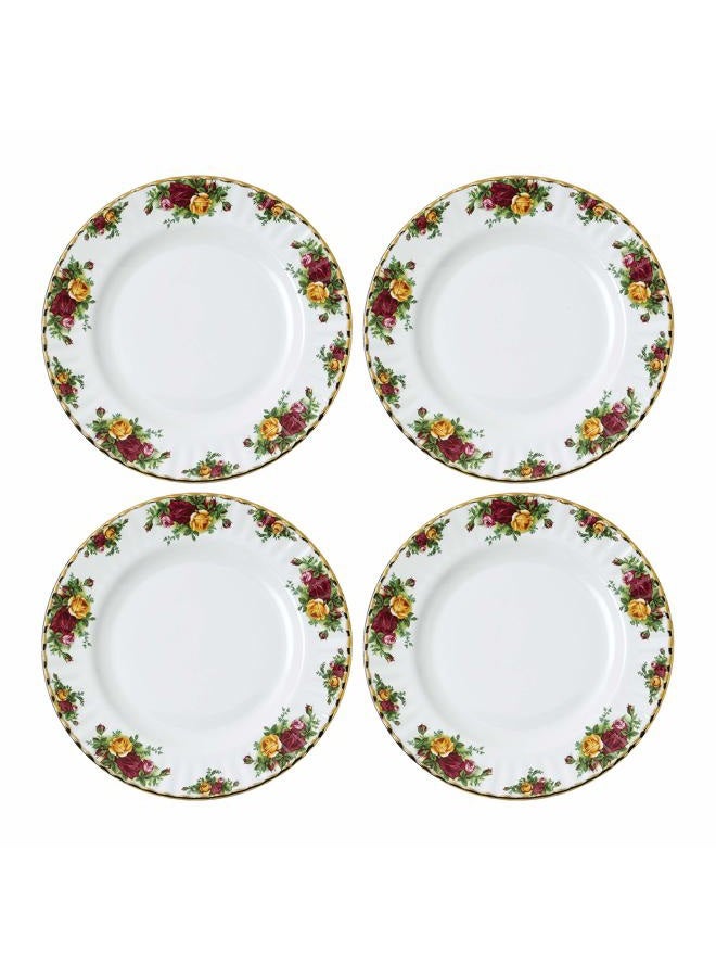 ROYAL ALBERT Old Country Roses 40034981 27cm Dinner Plates, Set of 4 White, Bone China, Multi - Image 2