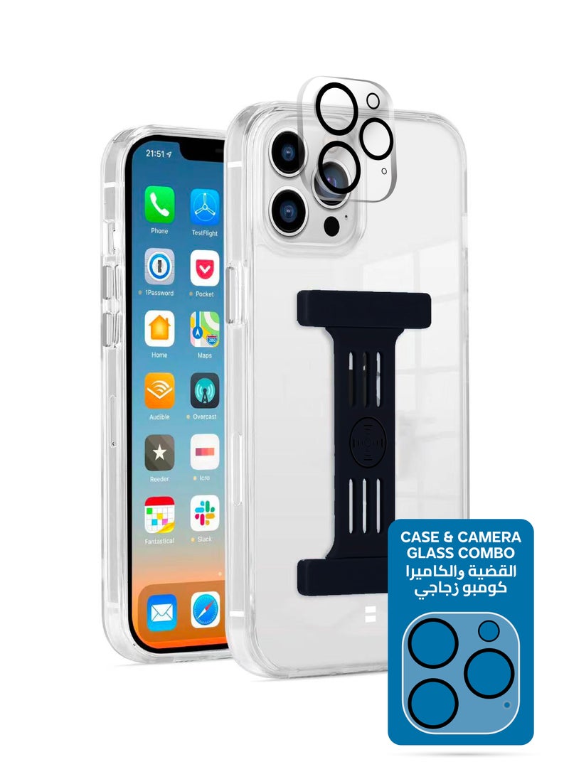 OLYNO SnapLock Clear Back Case And Camera Lense Protector With Holder For iPhone 14 Pro Max  - Image 1