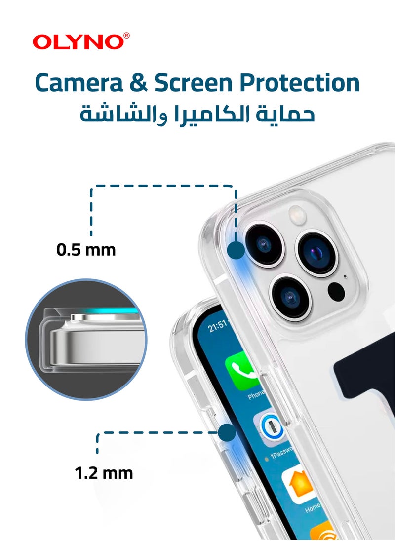 OLYNO SnapLock Clear Back Case And Camera Lense Protector With Holder For iPhone 14 Pro Max  - Image 3