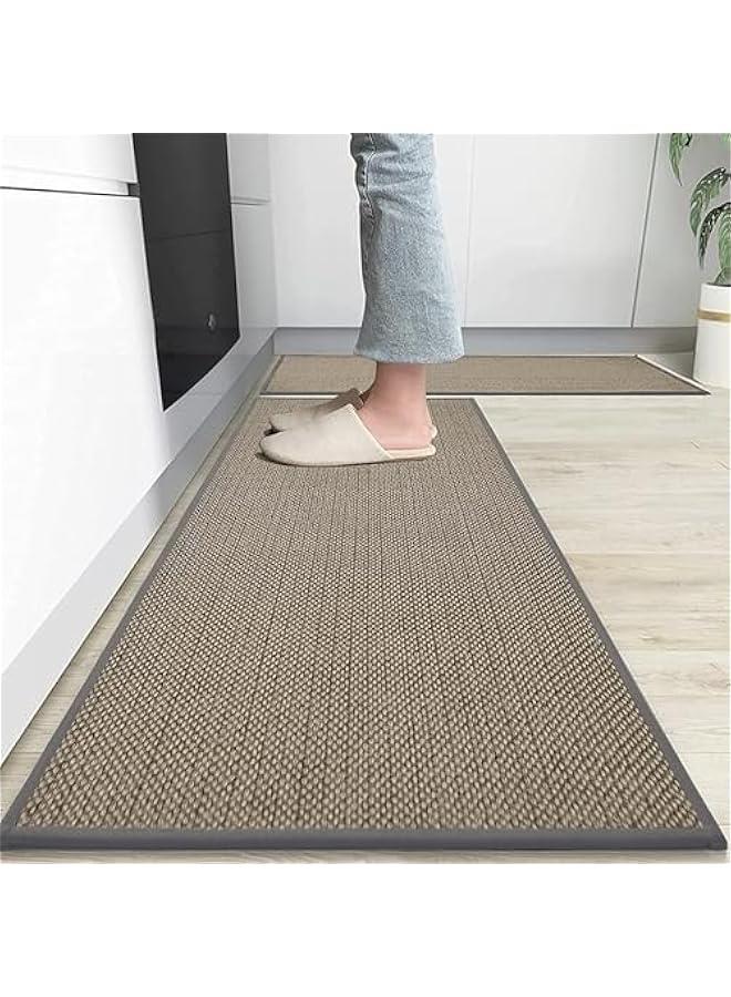 TRASSLE 【2Pack】Kitchen Rug Mats Washable Kitchen Floor Mat Non-Skid Natural Rubber Kitchen Mats for Floor Runner Rugs Set for Floor Front of Sink, Hallway, Laundry Room (Grey)  - Image 1