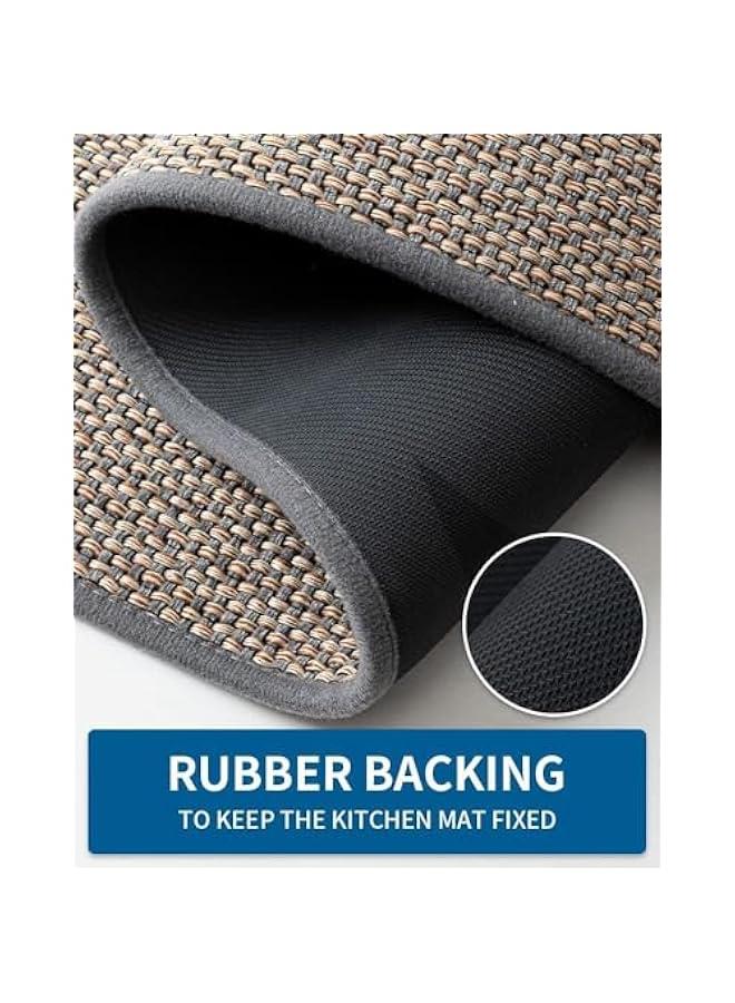 TRASSLE 【2Pack】Kitchen Rug Mats Washable Kitchen Floor Mat Non-Skid Natural Rubber Kitchen Mats for Floor Runner Rugs Set for Floor Front of Sink, Hallway, Laundry Room (Grey)  - Image 3