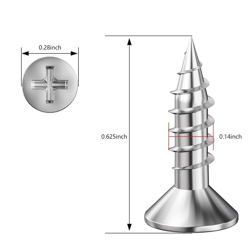 Wensilon Store (700Pcs) #6x5/8 Wood Screw Quick Metal Self Tapping Flat Head 304 Stainless Steel - Image 2