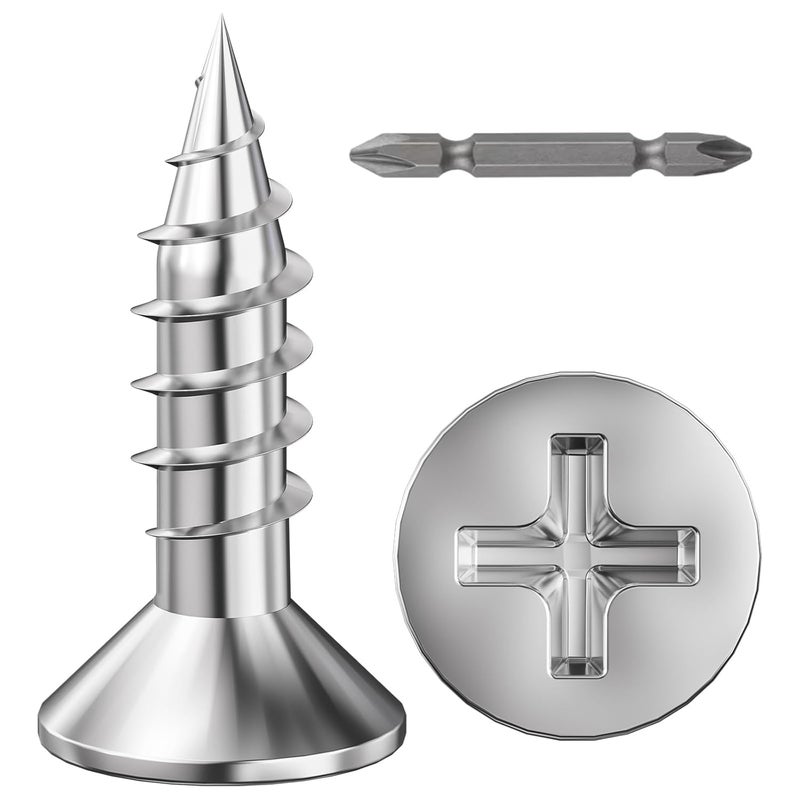 Wensilon Store (700Pcs) #6x5/8 Wood Screw Quick Metal Self Tapping Flat Head 304 Stainless Steel - Image 1
