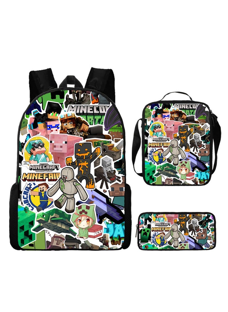 MINECRAFT My World Cartoon Student Backpack Three-piece Set 29*42*16cm