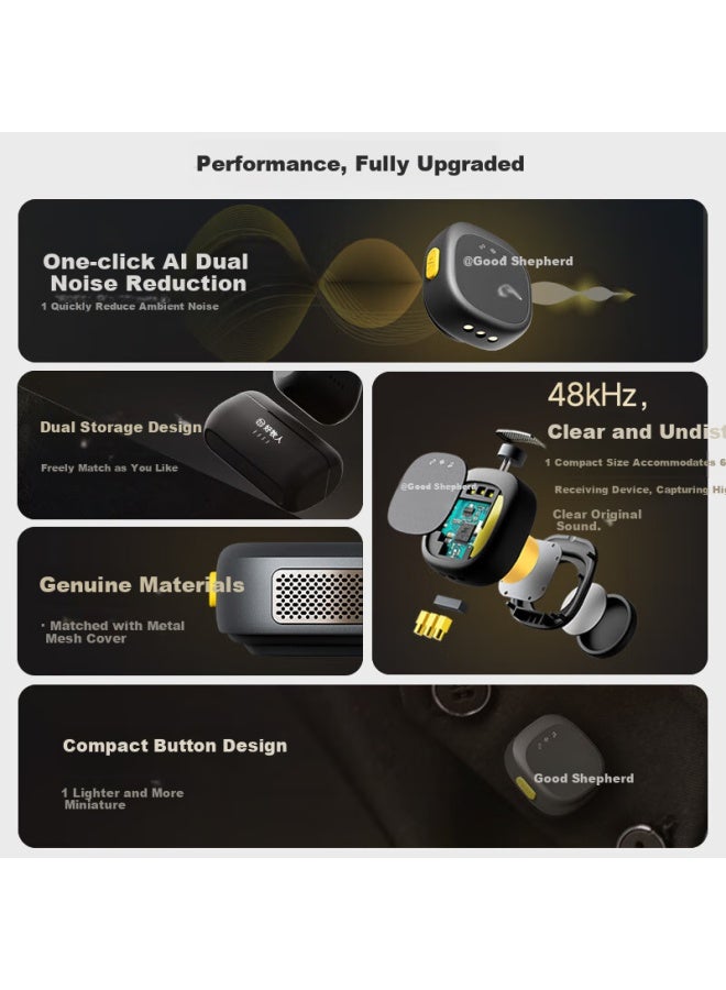 The Good Shepherd Good Shepherd Wireless Lavalier Microphone For Tiktok Karaoke, Interviews, Recording, Outdoor Professional Noise-cancelling Microphone, Short Video Vlog Button, One-to - Image 1