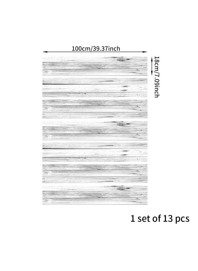 funlife 13Pcs Farmhouse Style PVC Stair Sticker, Peel and Stick Staircase Decals, Self-Adhesive Waterproof Stair Riser Stickers, 39.37"x7.09" Rustic White Grey Wood Pattern - Image 3