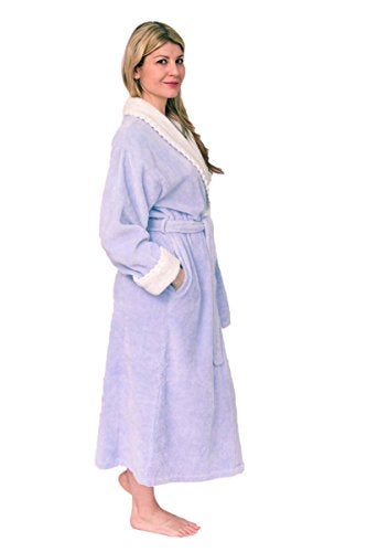 Bath & Robes Women's Soft Cotton Chenille Wrap Bathrobe Lavender Blush Small - Image 2