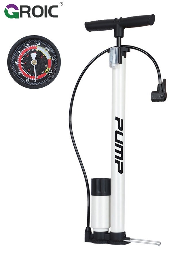 GROIC Floor Bike Pump with Pressure Gauge,160 PSI High Pressure, Bicycle Pump Compatible with Presta and Schrader Valve, Bike Air Tire Pump for Road Bike, MTB, Hybrid, Balls  - Image 1