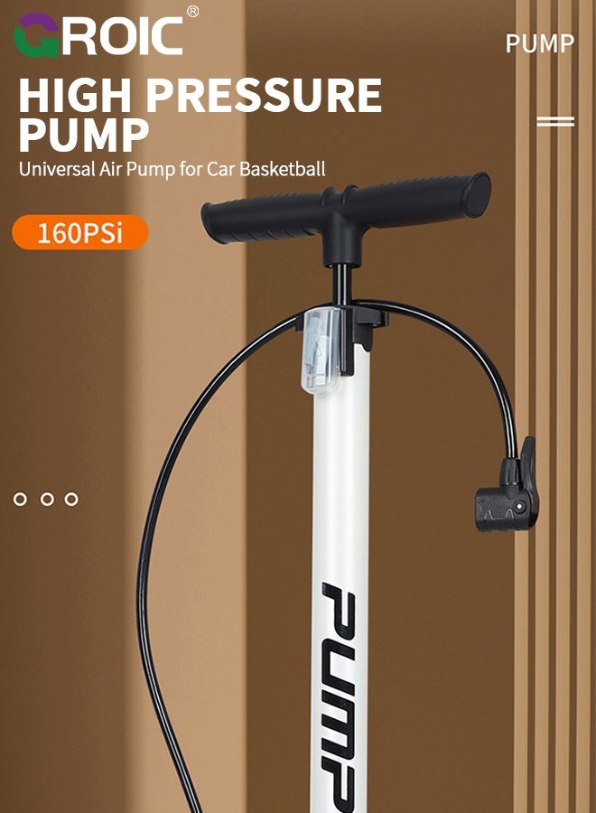 GROIC Floor Bike Pump with Pressure Gauge,160 PSI High Pressure, Bicycle Pump Compatible with Presta and Schrader Valve, Bike Air Tire Pump for Road Bike, MTB, Hybrid, Balls  - Image 2