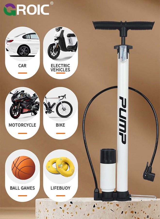 GROIC Floor Bike Pump with Pressure Gauge,160 PSI High Pressure, Bicycle Pump Compatible with Presta and Schrader Valve, Bike Air Tire Pump for Road Bike, MTB, Hybrid, Balls  - Image 4