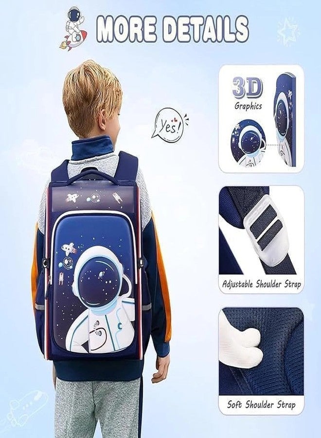 Nubby Dotss Kids Hard Shell School Backpack for Boys & Girls | Waterproof 3D Cartoon Design | Lightweight Ergonomic Bag with Padded Straps (astronau) - Image 4