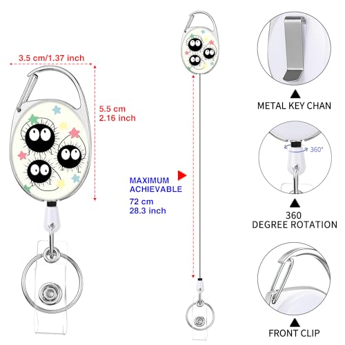 Pounchi Soot Sprite Retractable Badge Reels (2 Pack) with Cute Name Tag Badge Holder (2 Pack) Cute Anime ID Badge Holders Nursing Badge Reel Badge Clip Gifts for Teens Kids - Image 2