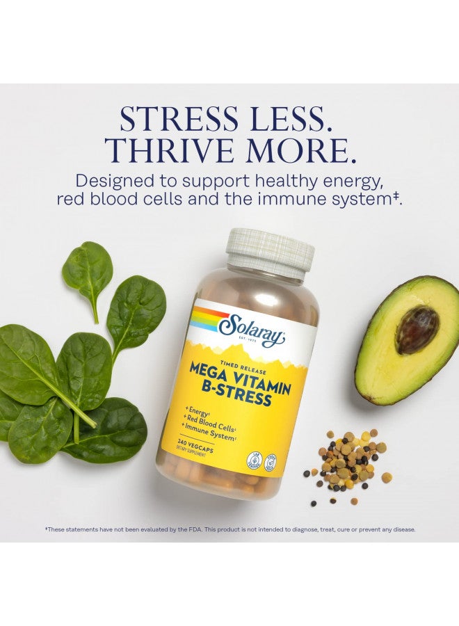 SOLARAY SOLARAY Mega Vitamin B-Stress, Two-Stage Timed-Release | Specially Formulated w/B Complex Vitamins for Stress Support | Non-GMO | Vegan (120 CT) (240 CT) - Image 3