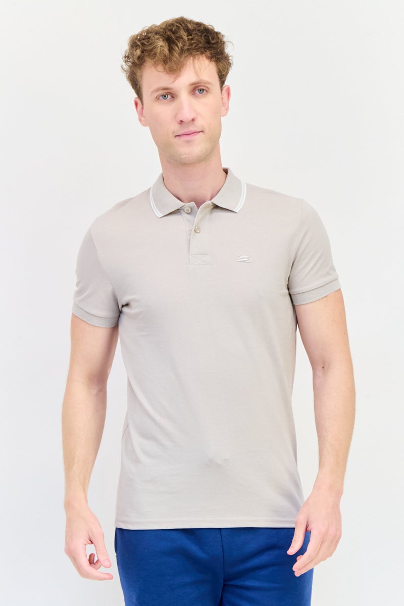 RBX تي شيرت بولو للرجال بأكمام قصيرة مناسب للرياضة في الهواء الطلق، بيج - Image 1