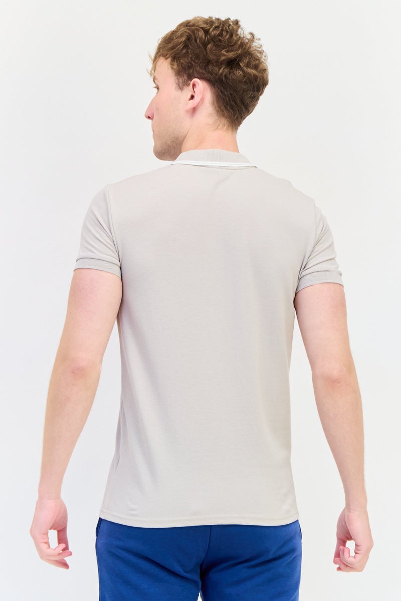 RBX تي شيرت بولو للرجال بأكمام قصيرة مناسب للرياضة في الهواء الطلق، بيج - Image 3